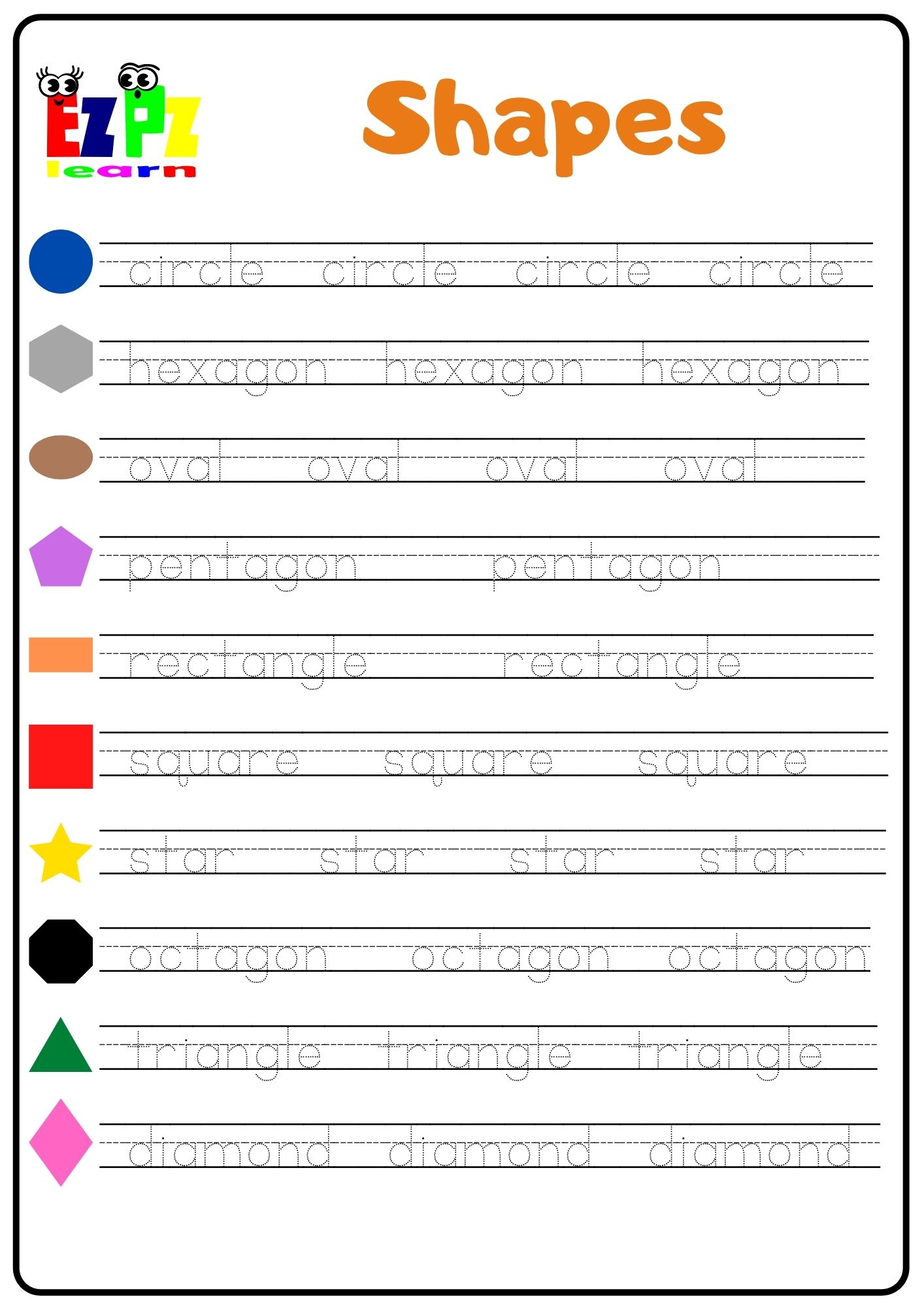 shape words worksheet